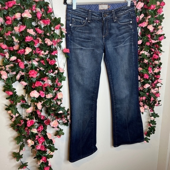 🌹Paige Dark Wash Blue Denim Bootcut Jeans Women’s 4/27 Stretch Comfort - Picture 2 of 6
